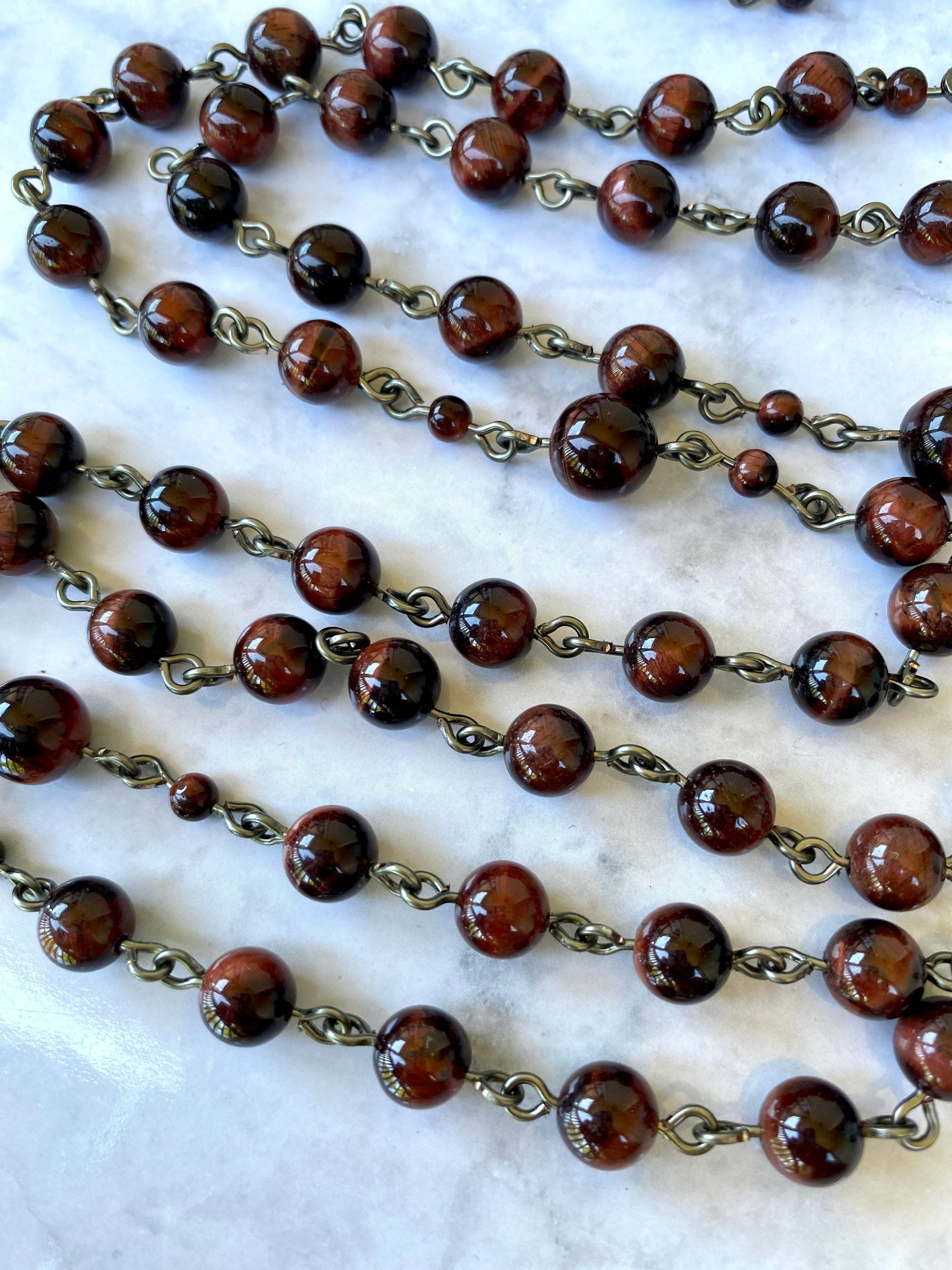 Handmade Rosary, 10mm Dark Red Tiger Eye store Beads