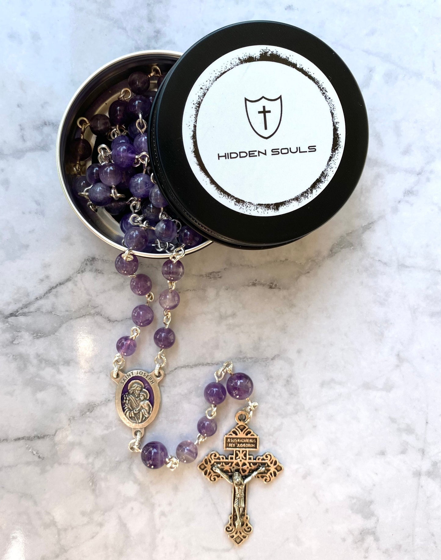 Large Bead Purple Rosary