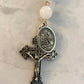 Religious Keychain - Road Warrior Rosary Keychain - White Jade - St. Michael - Made in USA - Pocket Rosary