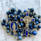 Blue Enamel St. Benedict Crucifix Gemstone Rosary