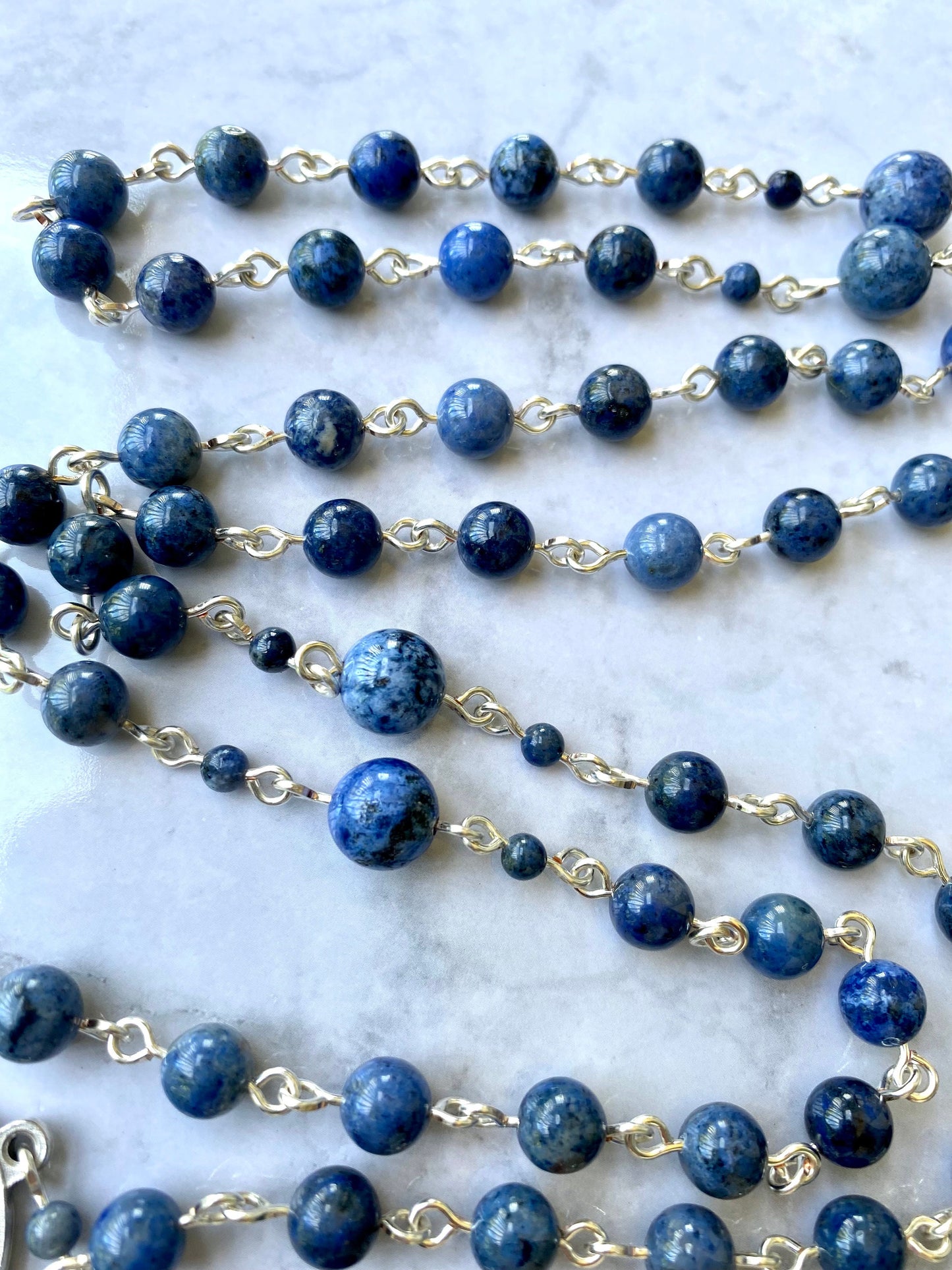 Blue Enamel St. Benedict Crucifix Gemstone Rosary