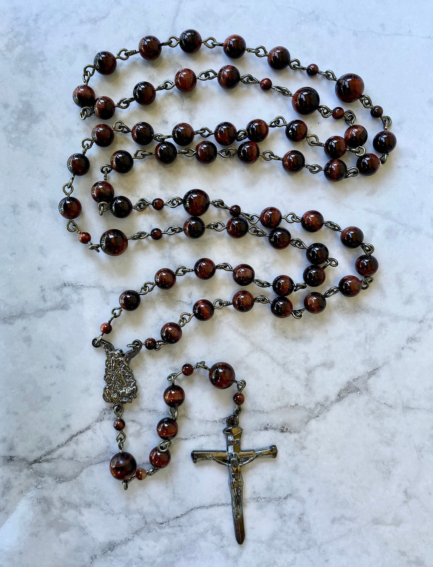 Large Bead Red Tiger Eye Rosary