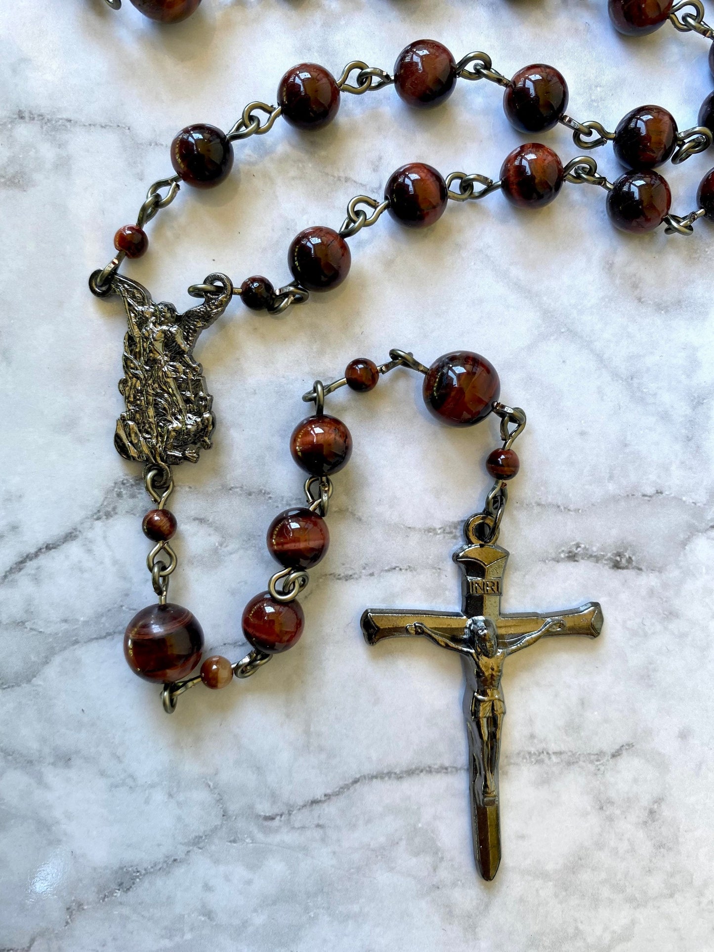 Large Bead Red Tiger Eye Rosary