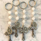 Religious Keychain - Road Warrior Rosary Keychain - White Jade - St. Michael - Made in USA - Pocket Rosary