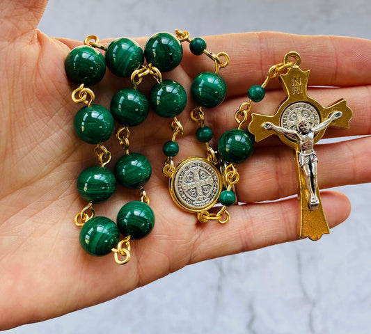 Dark Green Gemstone Mini Rosary