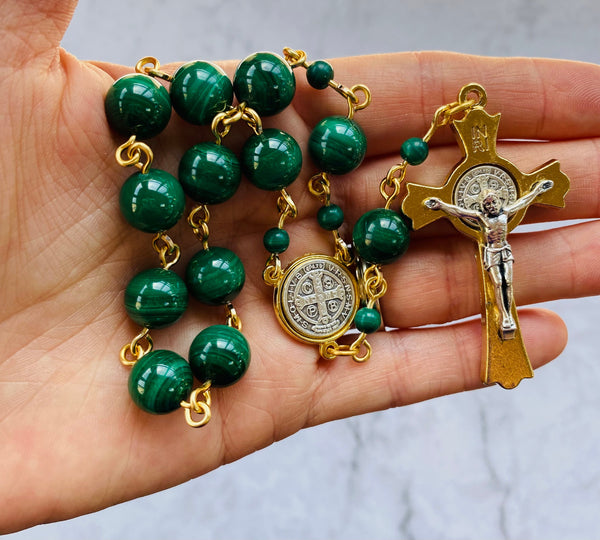 Dark Green Gemstone Mini Rosary