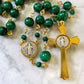 Malachite gemstone Rosary - Handmade in the USA - Green prayer beads - Catholic meditation