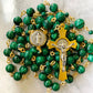 Malachite gemstone Rosary - Handmade in the USA - Green prayer beads - Catholic meditation