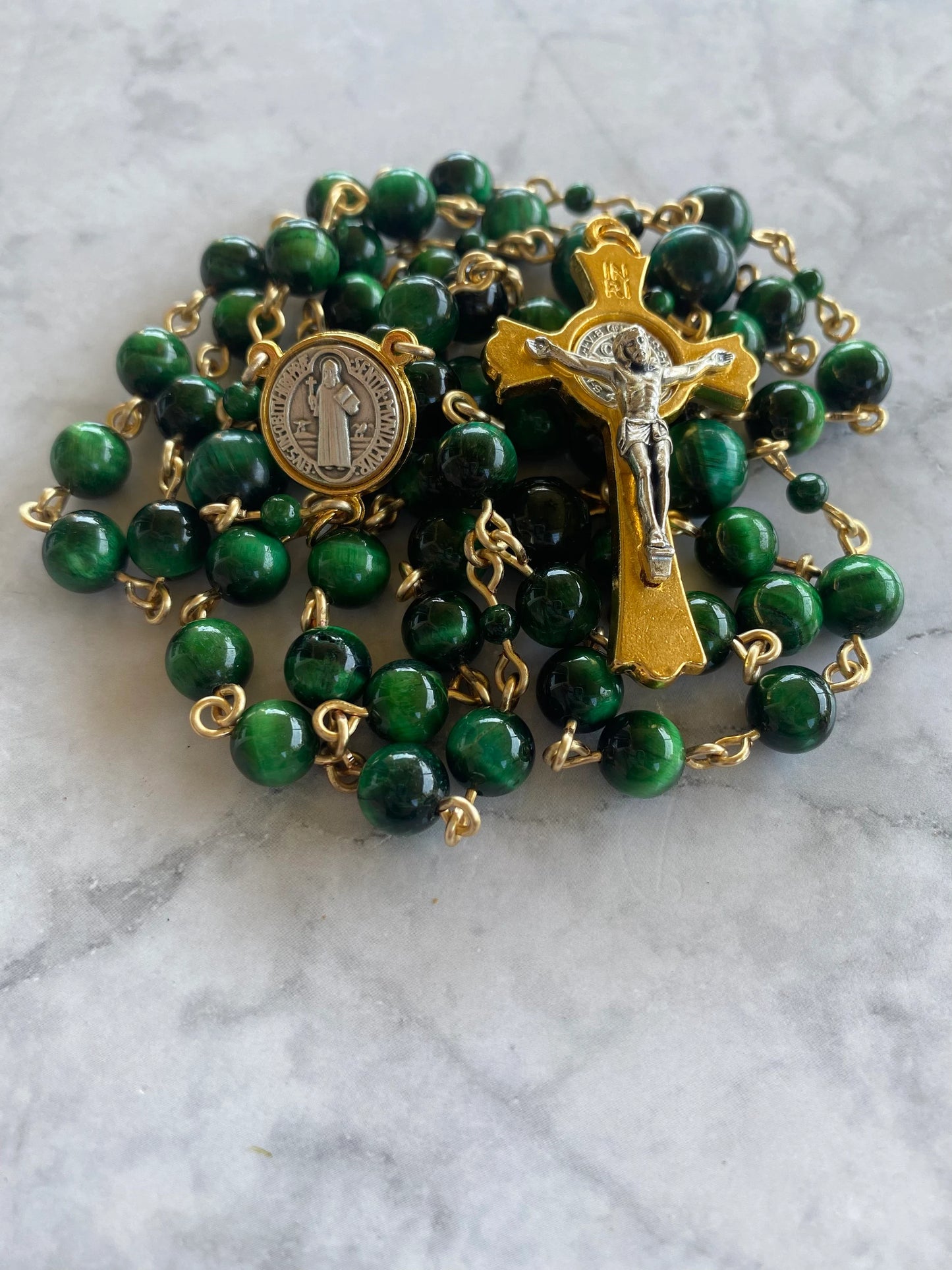 Green Tiger Eye Rosary