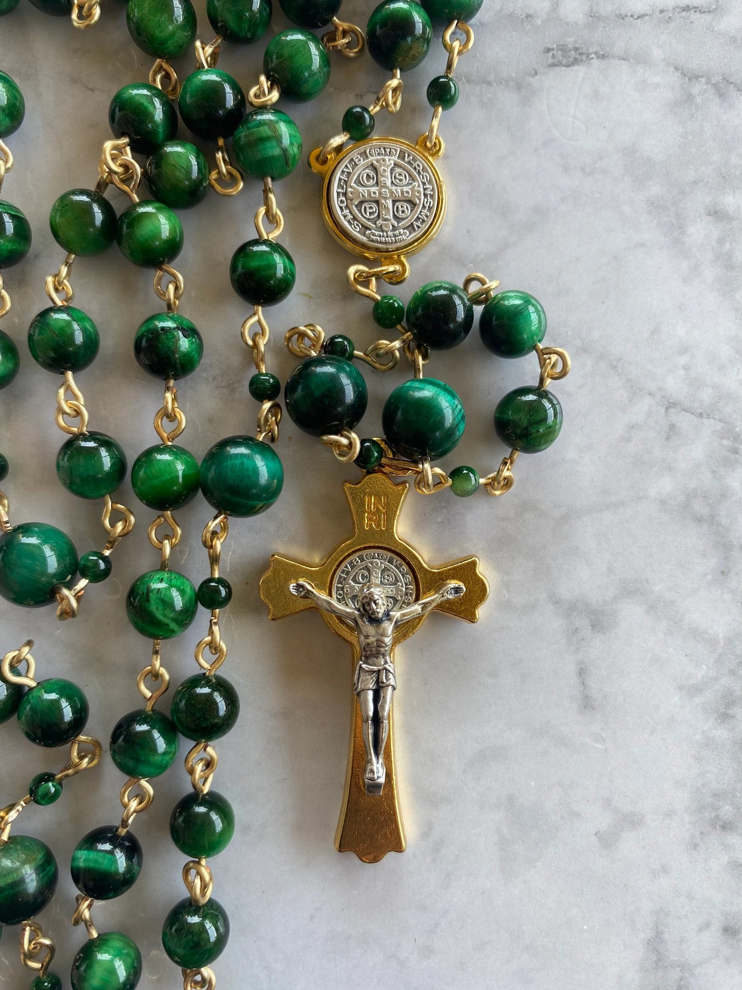 Green Tiger Eye Rosary