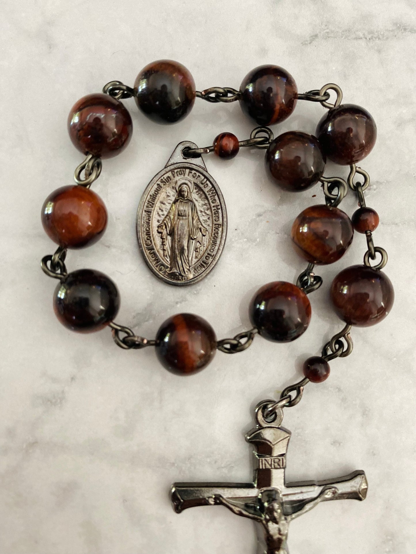 Red Tiger Eye Mini Pocket Rosary