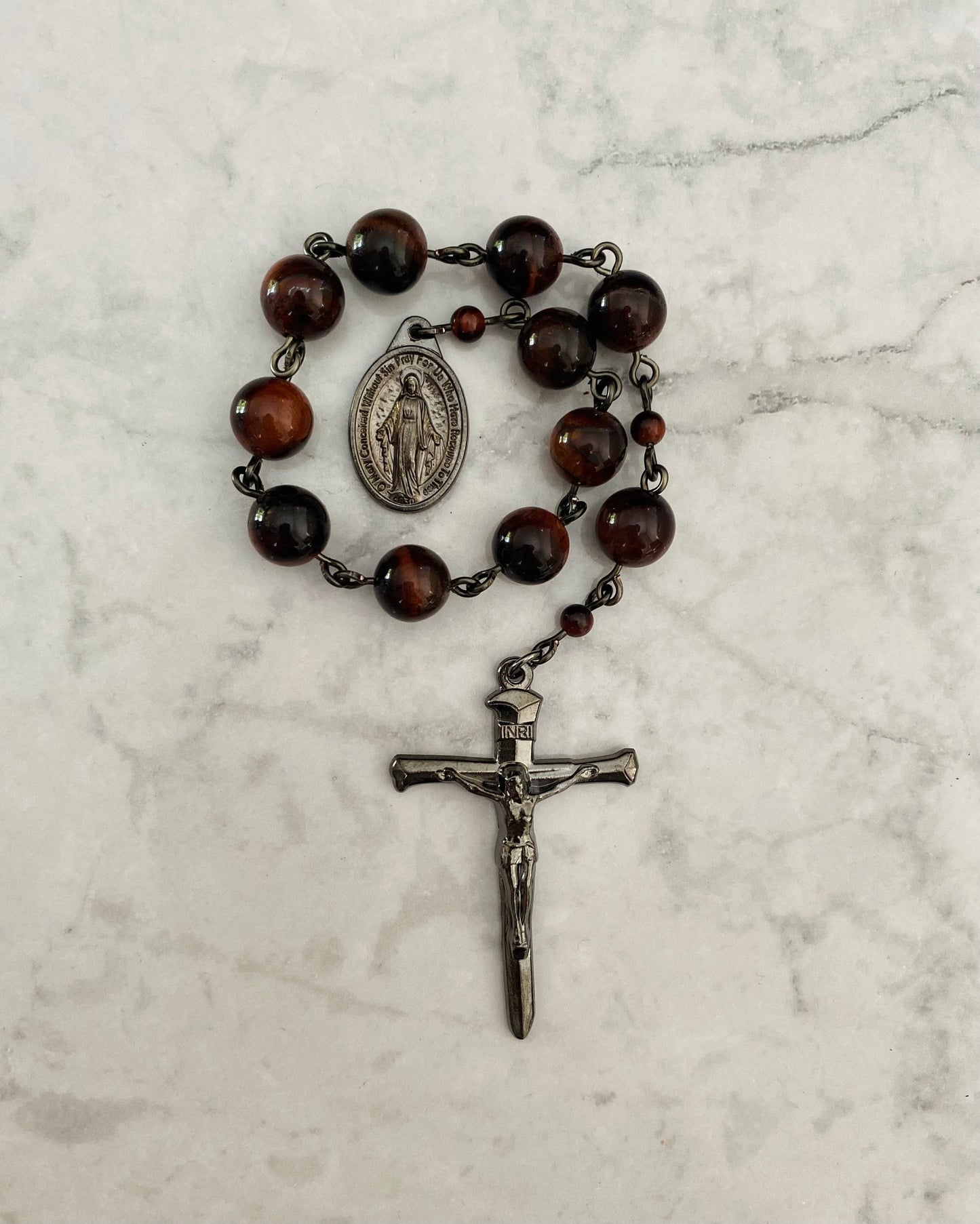 Red Tiger Eye Mini Pocket Rosary