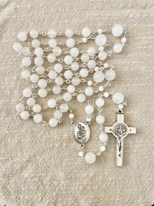 Large Bead White Rosary