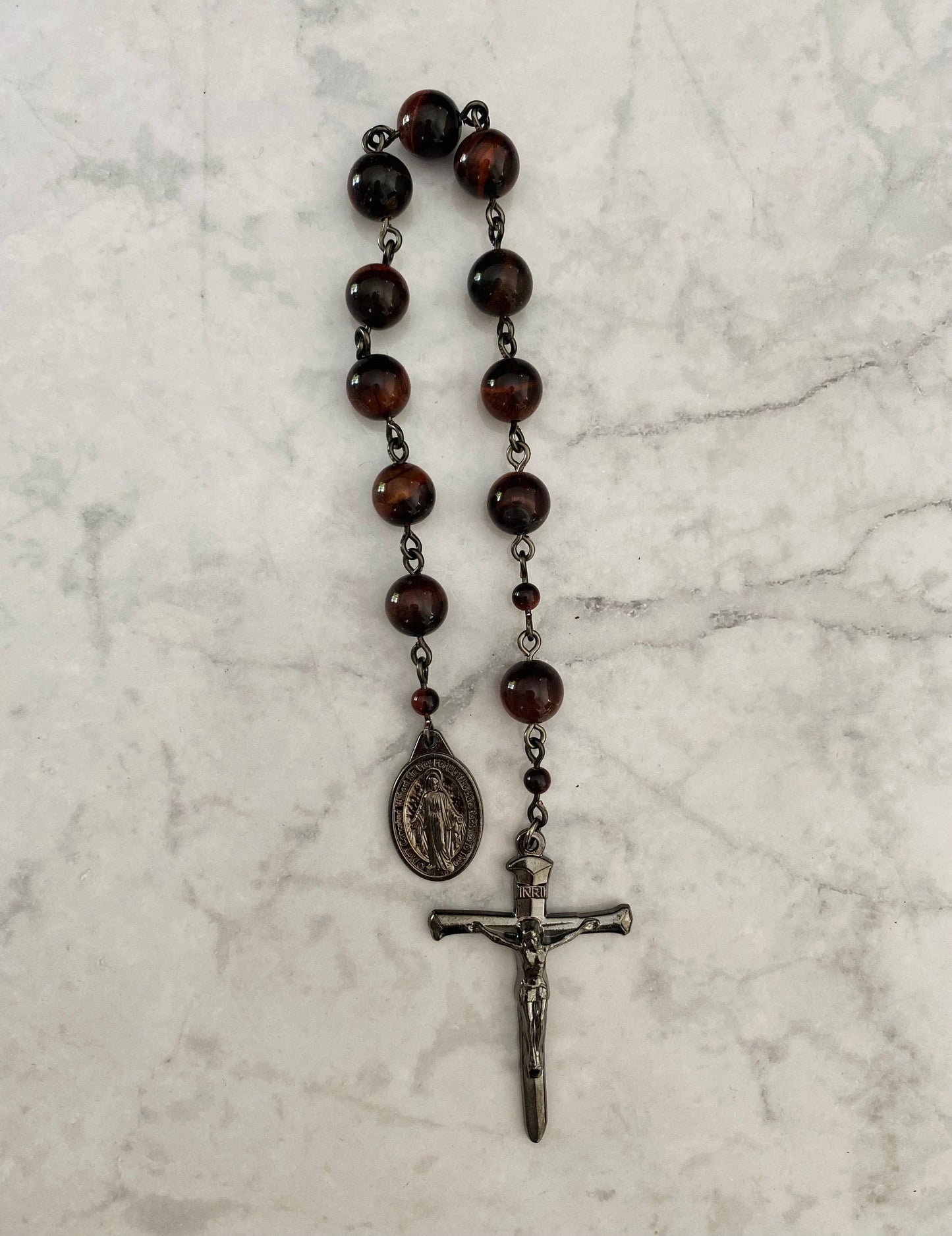 Red Tiger Eye Mini Pocket Rosary