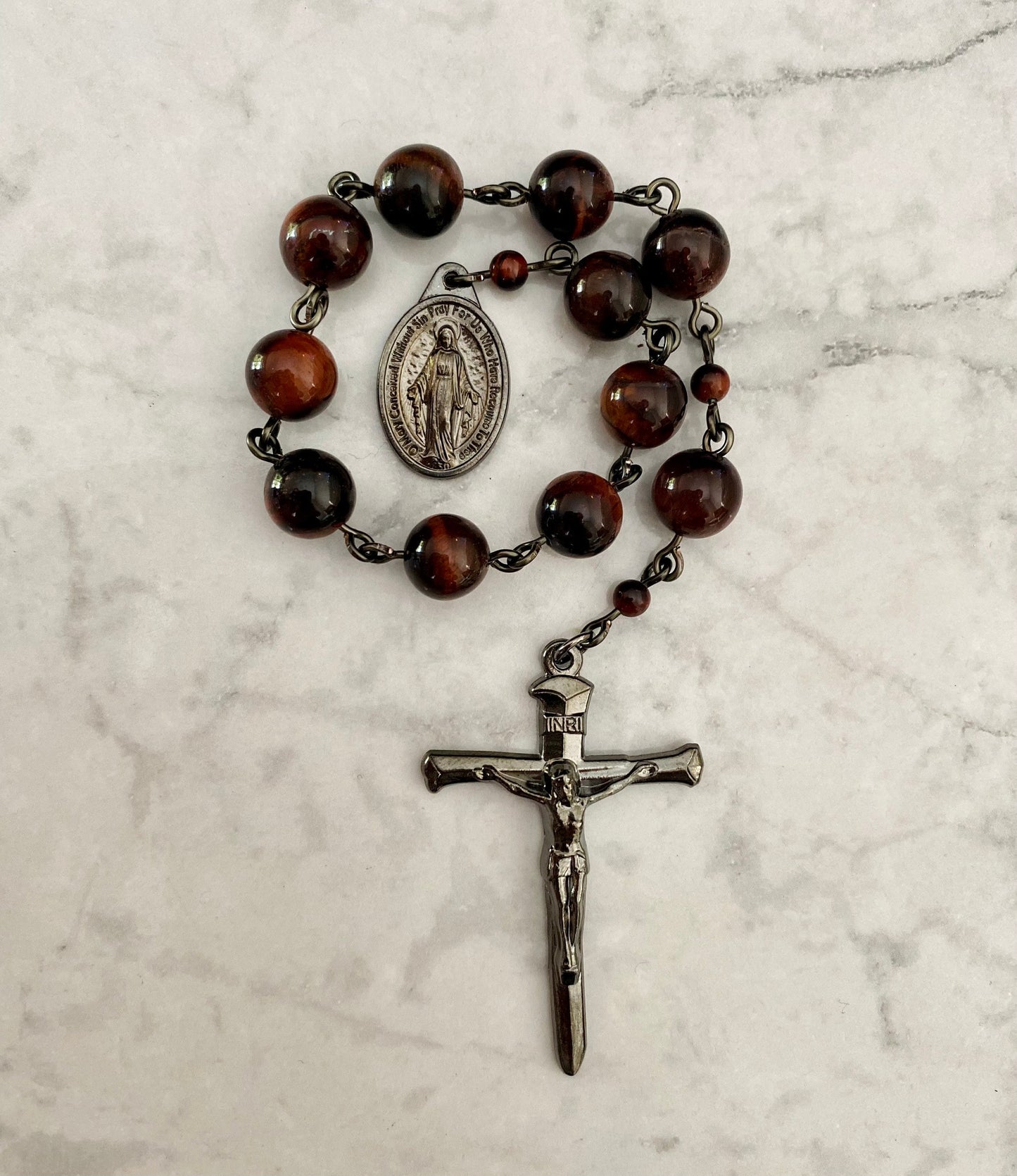 Red Tiger Eye Mini Pocket Rosary