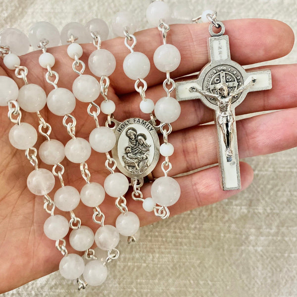 Large Bead White Rosary