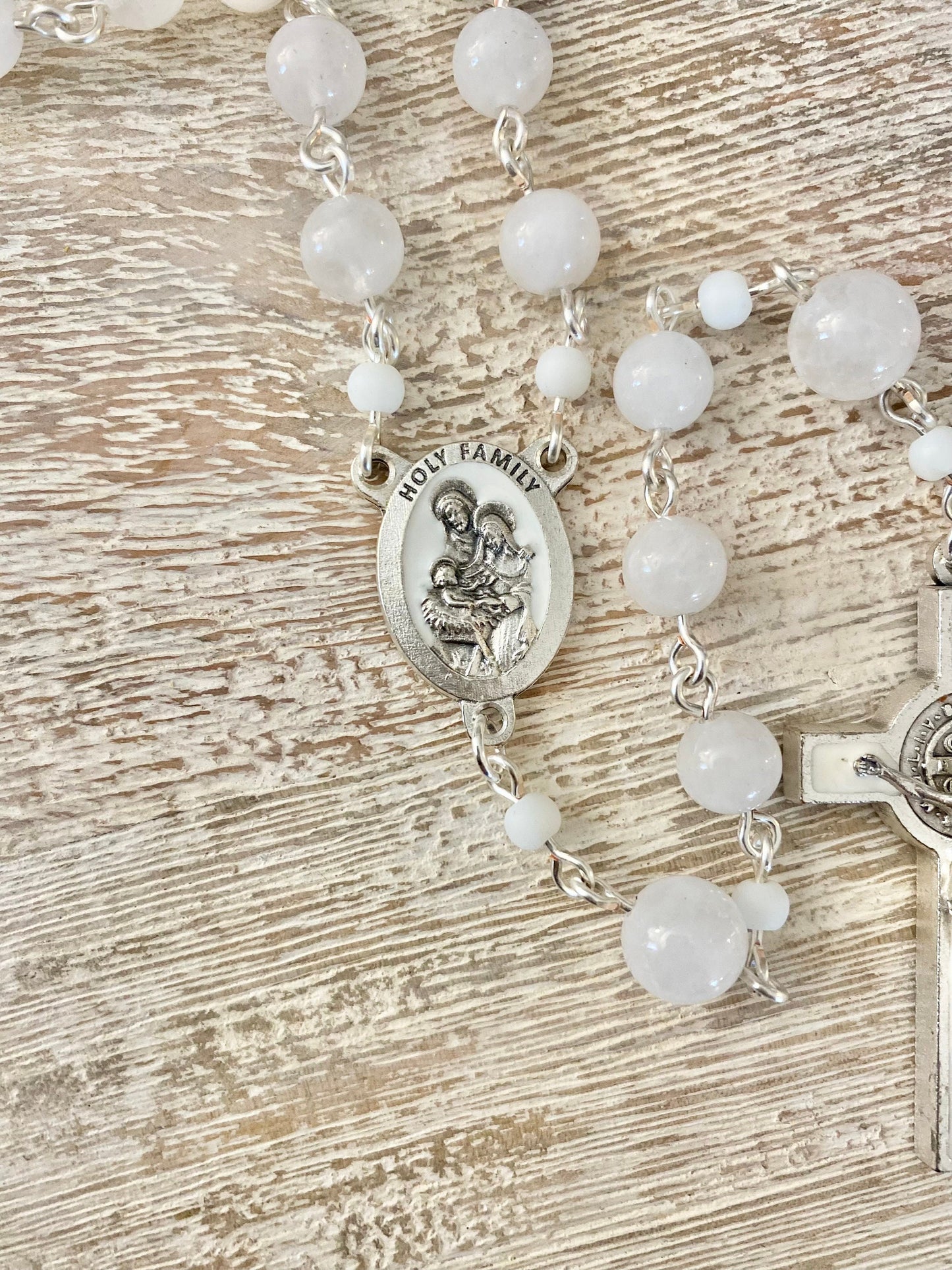 Large Bead White Rosary