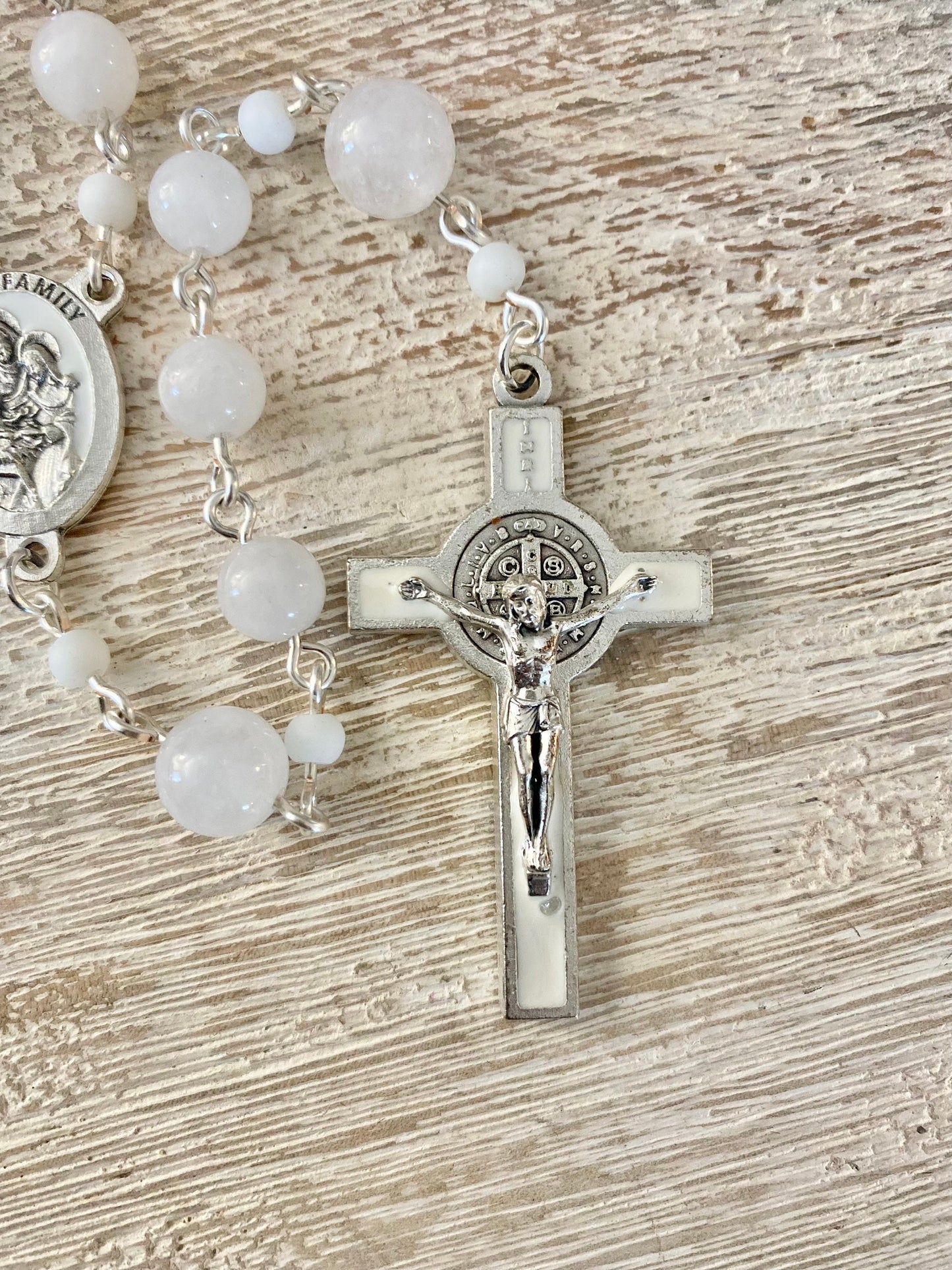 Large Bead White Rosary